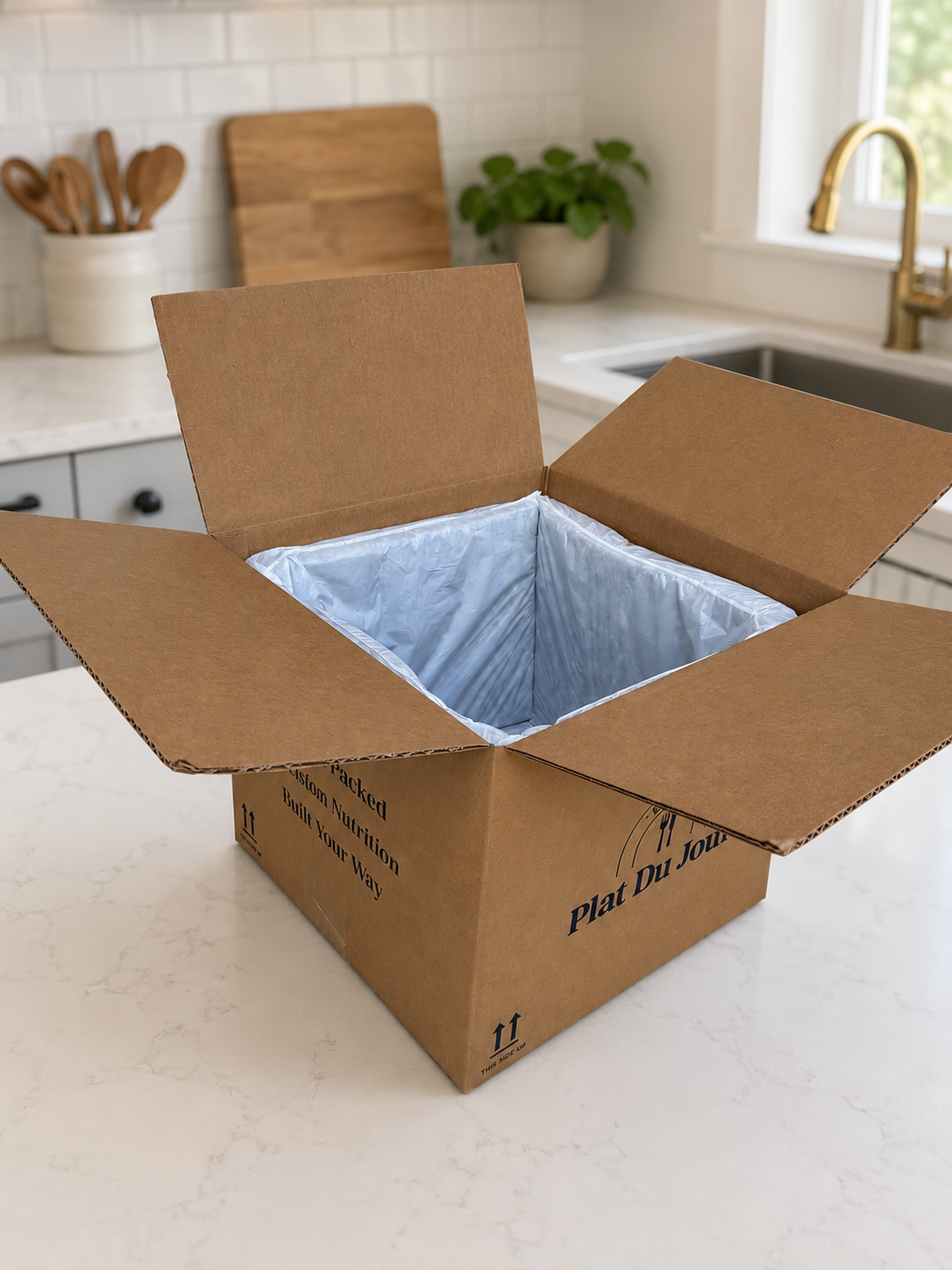 PACKAGING · recyclable box flat-lay with insulation